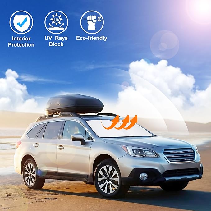 Windshield Sun Shade Custom Fit for 2010-2014 Subaru Outback Wagon Accessories Foldable Sunshade Sun Blocker Protect Car from Sun Rays & Heat Damage Keep Car Cooler