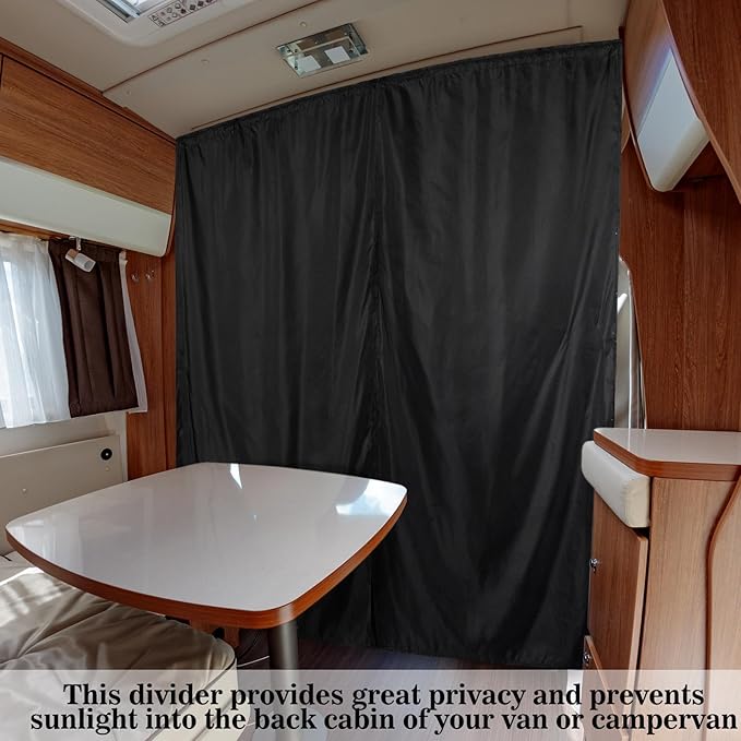 71 x 63 Van Privacy Curtain in Cab or Rear Light Blocking Cab Divider Curtains Campervan Kit for Van RV Truck for Travel Nap Camping