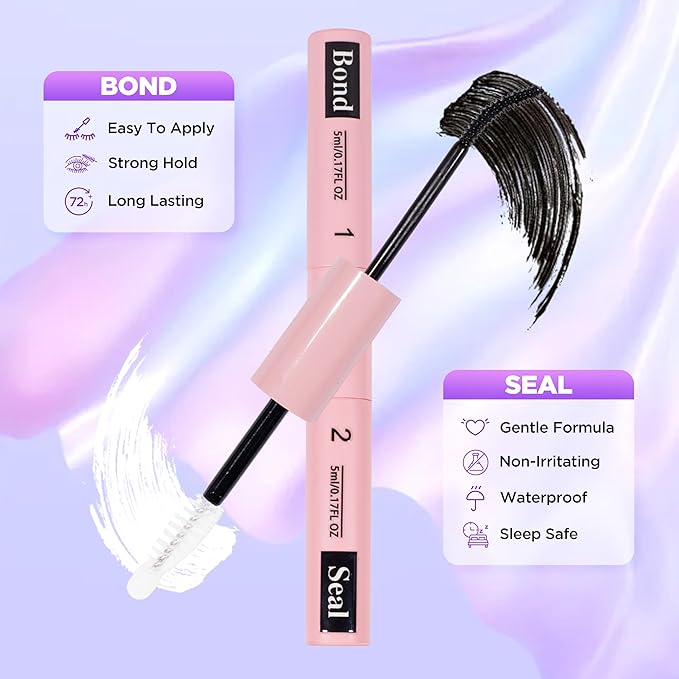 Lash Extension Kit DIY Lash Clusters Kit Eyelash Extensions Individual Lashes Extensions with (Bond,Seal,Tweezers,132Pcs,Stellar+Wing,10-16mm)
