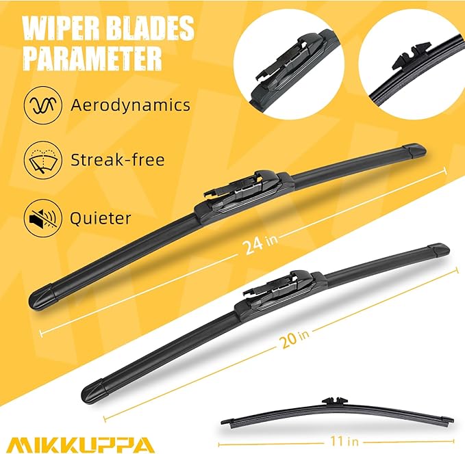 MIKKUPPA 24"+20"+11" Windshield Wiper Blades Replacement for Ford Escape 2020 2021 2022 2023 2024 Original Factory Quality All Season Front Rear Wiper Blade Set - (Pack of 3)