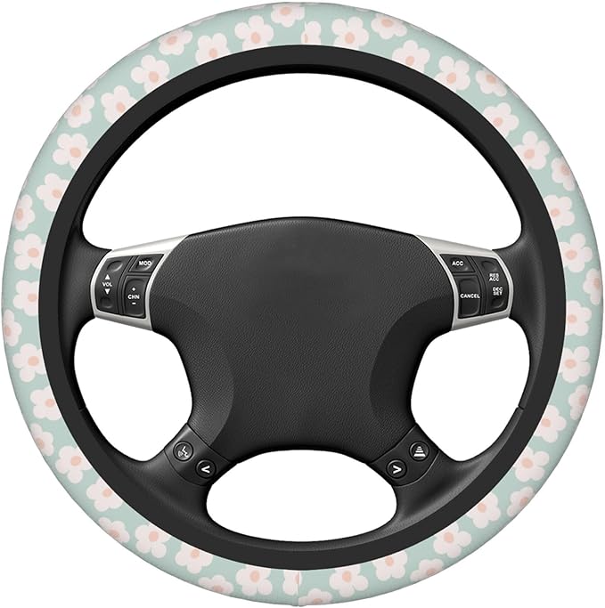 Car Steering Wheel Cover,Flower Universal Non Slip Wheel Protector 15 Inch Elastic Car Accessories for Men Women