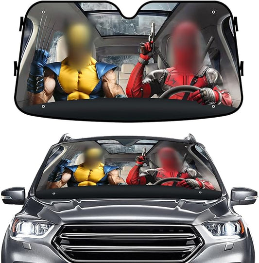 GENANY Superhero Movie Windshield Sun Shade for Car SUV Truck (69x35 inches), Sun Shade Windshield, Shades for Front Windows, Sunshade for Car Windshield, Protector Blocks UV