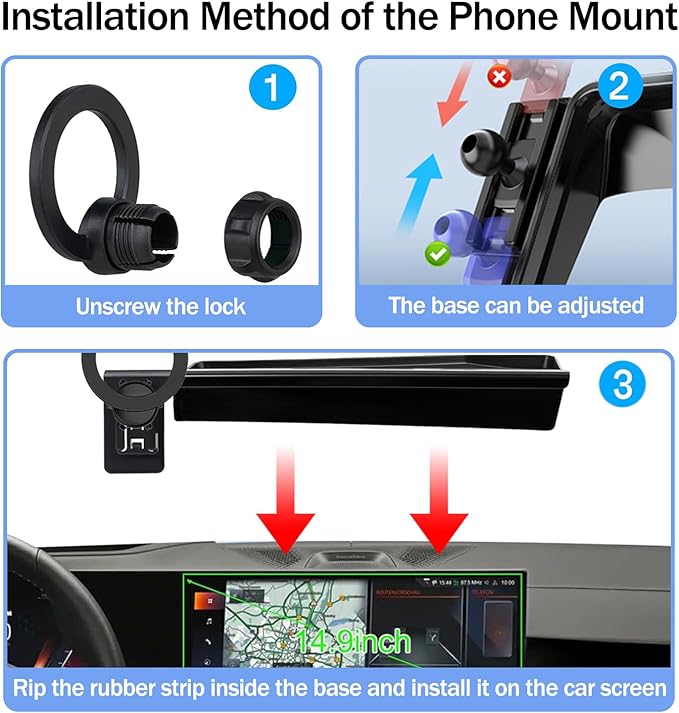 Car Phone Holder for 2026 2025 2024 BMW X5 X6 /2026 2025 2024 2023 BMW X7 14.9-inch Screen, 360° Rotation Cell Phone Mount Compatible with MagSafe