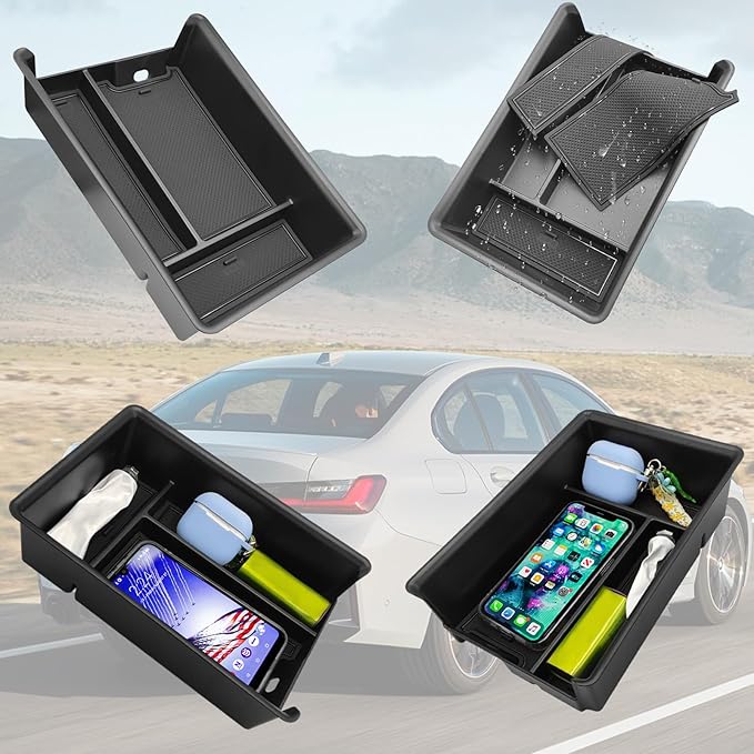 Jaronx Compatible with BMW Center Console Organizer for 3 Series G20 2019-2025/4 Series G22 i4 G26 2021-2025, for BMW 3' Organizer Tray 2019-2025, i4/4' Console Storage Box 2021-2025