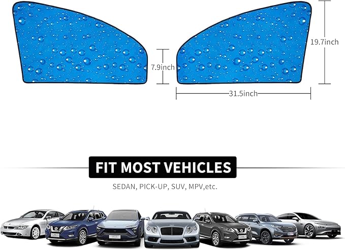 Aokway Side Window Sunshade Sun Shade for Car Window Double Thickness Auto Windshield Sunshades Curtain Universal Fit for Driver for Baby UV Protection (Front Side 2pcs)