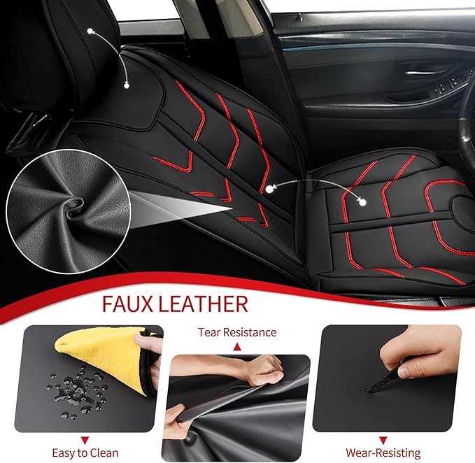 TTX LIGHTING Car Seat Covers fit for Toyota 4runner 2003-2026 Full Set: Premium Leather Automotive Seat Cover with Airbag Compatible Waterproof (5 Seats, Redline)