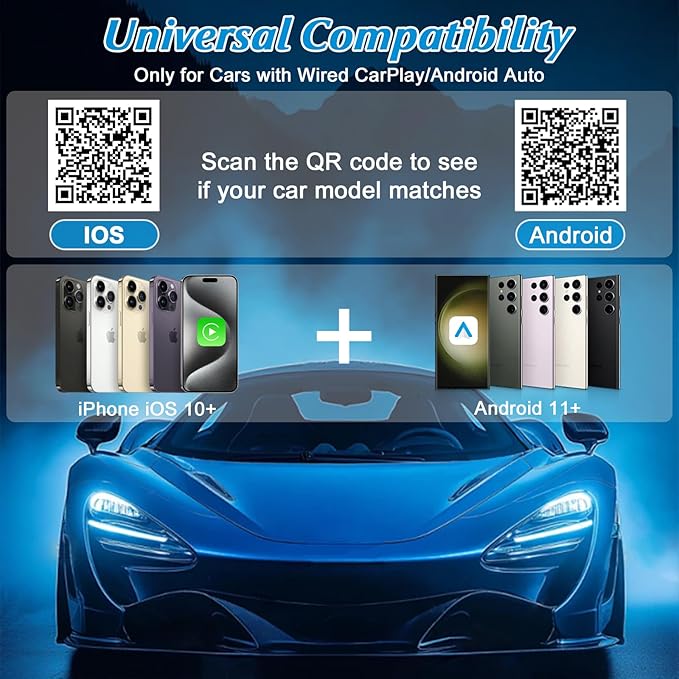 4 in 1 Wireless CarPlay Adapter - 2026 Upgraded Screen Mirroring Adapter for Apple CarPlay & Android Auto & AirPlay & MirrorLink, Screen Mirror Dongle for Car, Plug & Play, Come with Type-C Extension