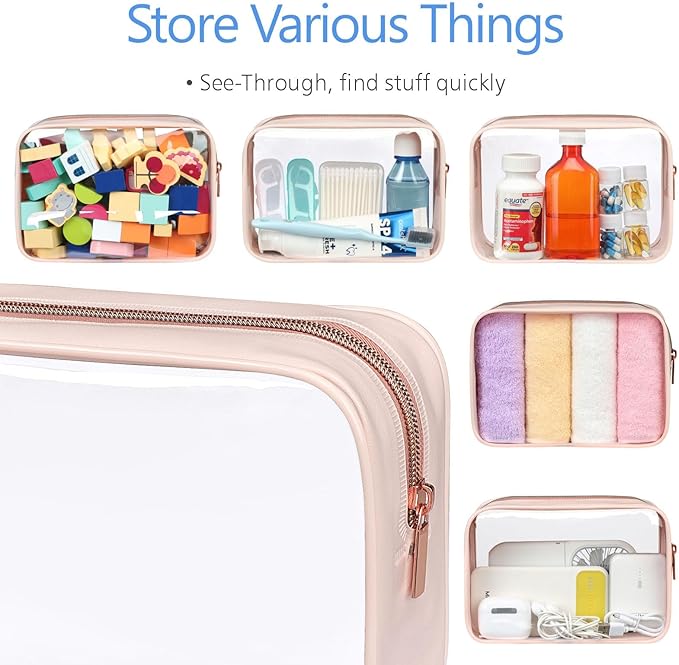PACKISM Clear Makeup Bag - TSA Approved Toiletry Bag for Carry-on & Checked Luggage, Water Resistant Car Storage Organizer with Reinforced Seams