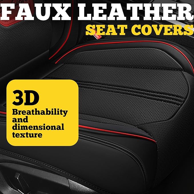 LINGVIDO Car Seat Covers for Front Seats (2 Seats) - Premium Perforated Nappa Leather,Waterproof Shield, Omni-Adapt Fit for SUVs Sedans, Ideal for Rideshare & Pets