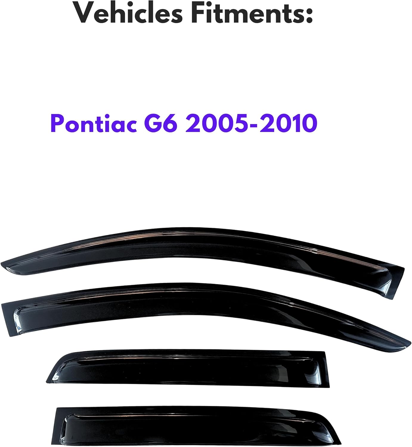 KPY Window Visors Compatible with Pontiac G6 2005-2010, 4PC Rain Guard Side Vent Deflectors Tape-On Style, 2005 2006 2007 2008 2009 2010