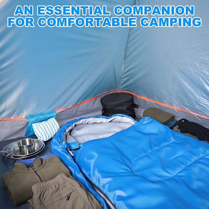 11 Pcs Camping Tent Set for Beginners, Complete Outdoor Travel Gear with Tent Sleeping Bag Stainless Steel Mess Kit Waterproof Tarp for Backpacking, Road Trips, Beach, & Backyard Adventure