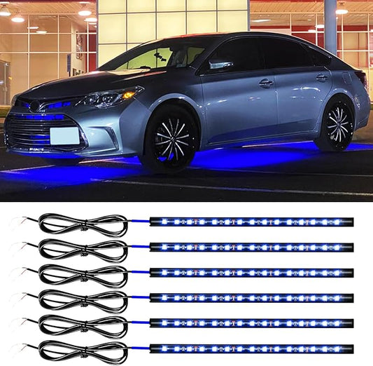 Car Led Light Strip,Blue Interior Lights for Trucks 30CM 15 SMD IP67 Waterproof Car Underglow Lights for Car Motorcycles Boat Golf Cart Home Decoration with 3M Tape(6PCS)
