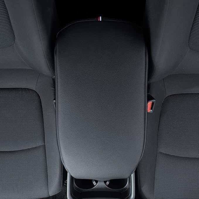 JDMCAR Center Console Armrest Cushion for 2025 Toyota RAV4 Accessories 2024 2023 2022 2021 2020 2019 Leather Middle Console Lid Cover Pad Protector Elbow Arm Rest Covering Car-(Black)