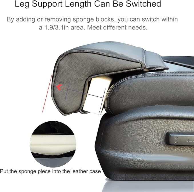Car Leg Extender Leg Support Cushion for Car Driver Seat Office Chair, Universal Car Seat Extender Pad Leg Support Pillow for Cars Buses Trains Office Home (Black)