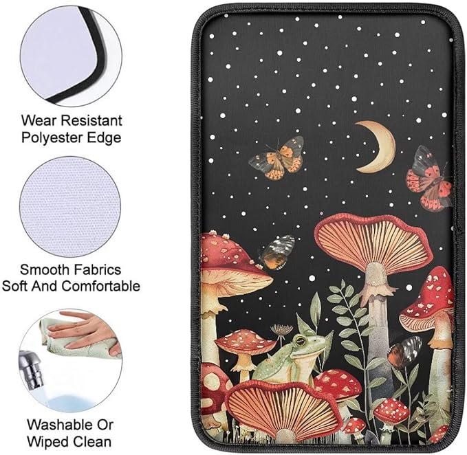 Dreaweet Car Center Console Cover Cute Mushroom Car Accessories for Women Girly Universal Car Armrest Cover for Truck SUV Sedan,Car Arm Rest Cover Pad