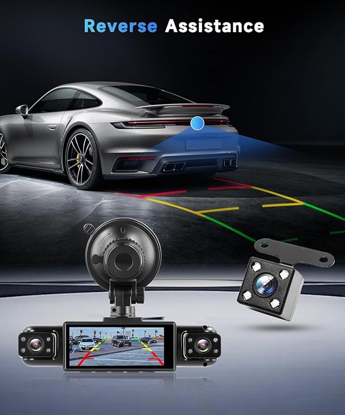 Car Camera Dash Cam Front and Rear Left Right, 4-Channel Video Recording WiFi Dashcam with Phone APP 360 Degree Car Security, HD 2K Car Dashboard Night Vision 24 Hours Parking Monitor G-Sensor