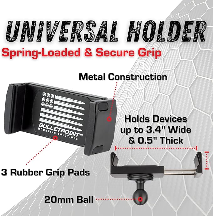 Bulletpoint Mounting Solutions RubiGrid Metal Dash Mount Phone Holder Compatible with 2021-2025 Ford F-150 and 2021-2023 Ford Raptor (Spring-Loaded)