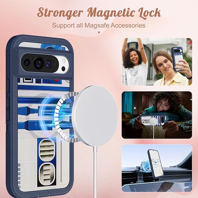 for Google Pixel 9 Pro XL Case - Compatible with MagSafe Women Cute Girls Magnetic Protective Cover Teen Boys Cool Unique Design Heavy Duty Shockproof Phone Case for Pixel 9 Pro XL 6.8"