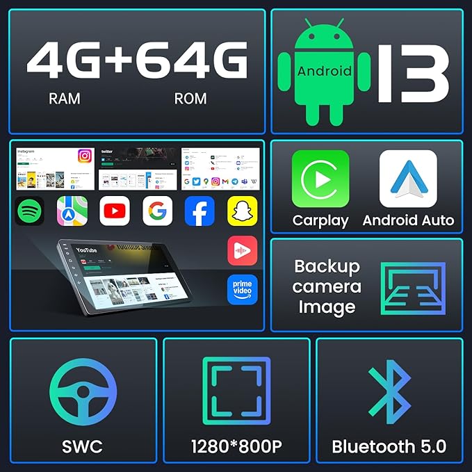 Car Stereo for Mazda 3 for 2010 2011 2012 2013 - with Wireless CarPlay Android Auto 9" Touchscreen 4+64GB GPS BT5.4 Backup Camera - Fit for Bose System