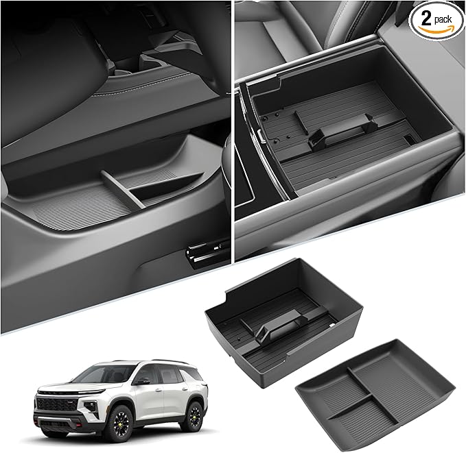 SKTU 2-Pack for 2024 2025 2026 Chevy Traverse Center Console Organizer for 2024 2025 2026 Chevy Traverse Console Tray 2024 2025 2026 Chevy Traverse Accessories Lower Console Tray