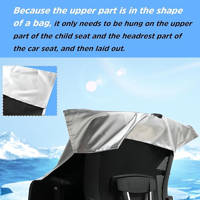 Baby Car Seat Sun Shade Cover with Free Storage Bag Included | Infant Car Seat Heat Protector | UV Protection Cooler Cover | Keeps Toddler Seat Cool in Baby Car | Travel Accessories Silver