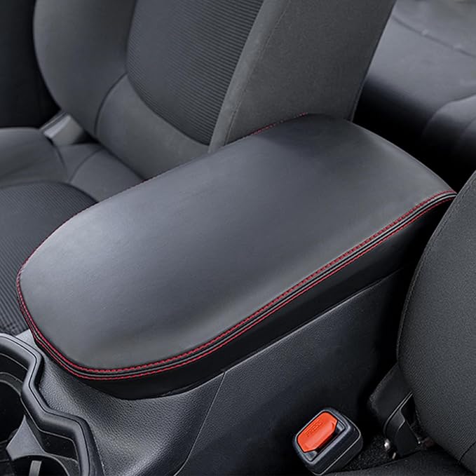JDMCAR Center Console Armrest Cover for 2025 Toyota RAV4 Accessories 2024 2023 2022 2021 2020 2019 Leather Middle Console Lid Cover Pad Protector Elbow Arm Rest Covering Car-(Red)