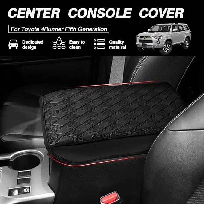 FIILINES Center Console Cover for Toyota 4Runner 2010-2024, Armrest Cover Pad Cushion 4Runner Accessories Armrest Cover Anti-Scratch Black