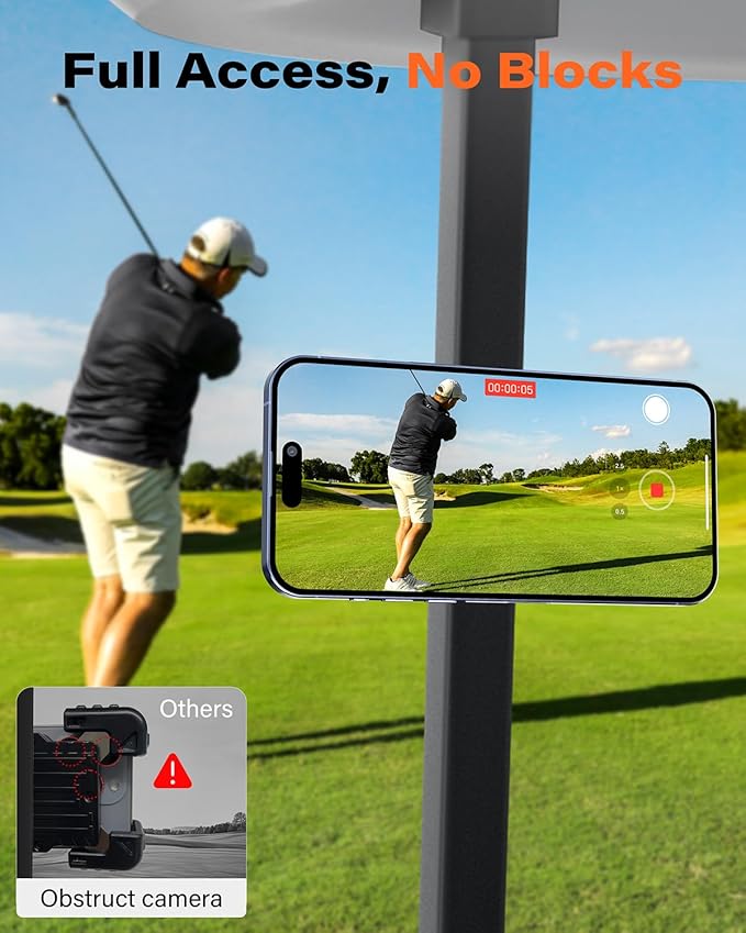 A2C Alloy Magnetic Golf Cart Phone Holder for MagSafe iPhone, Unique Golf Gifts for Men Women Golfers, Golf Gift for Him Her Husband, Golf Accessories Essentials Gadgets Fits EZGO, Club Car (Orange)