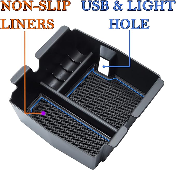 Compatible with Center Console Organizer Tray Jeep Wrangler JL/JLU 2018-2022 2023 2024 2025 2026 and Jeep Gladiator JT Truck 2020-2024 2025 2026 Insert Armrest Accessories (Not for JK/JKU)(Blue Trim)