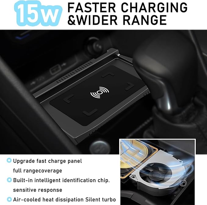 Wireless Car Charger for Volkswagen Tiguan (2017 2018 2019 2020 2021 2022 2023) All Models Accessory with 15w Wireless Fast Charging, Gift for Family