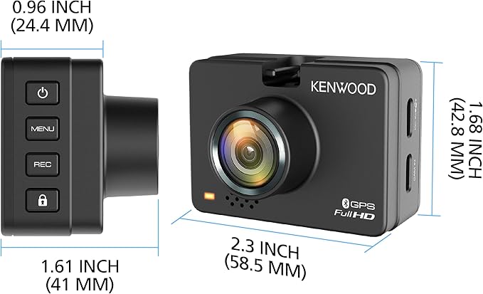 KENWOOD DRV-A310W GPS Dash Cam, Full HD Dashboard Camera, WDR/HDR Car Camera with Bluetooth & Wi-Fi Connectivity, G-Sensor, Collision Detection, Optional Rear Camera Support