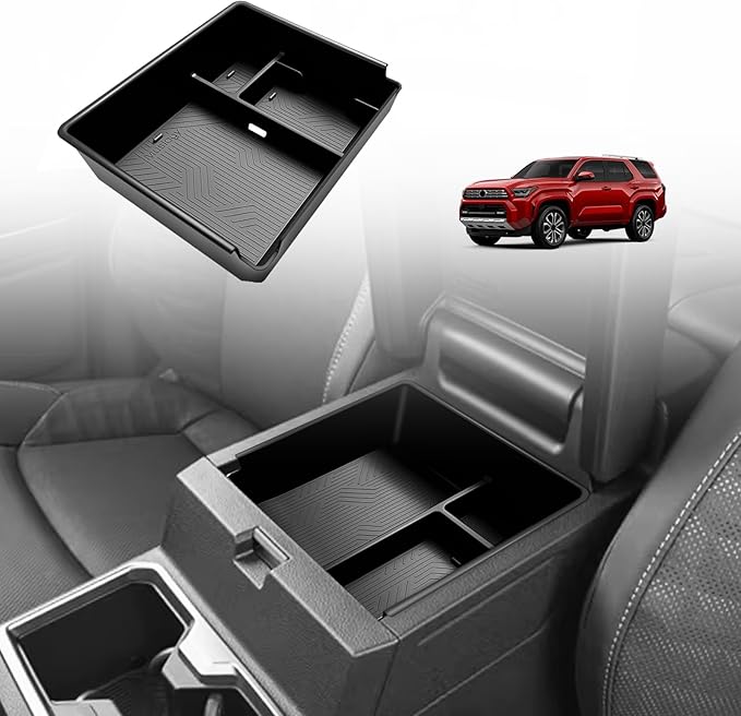 Muslogy Center Console Organizer Compatible with 2025 2026 Toyota 4Runner Accessories Armrest Middle Console Divider Storage Box with Card Slot Tray Divider Insert Organizer ABS Material