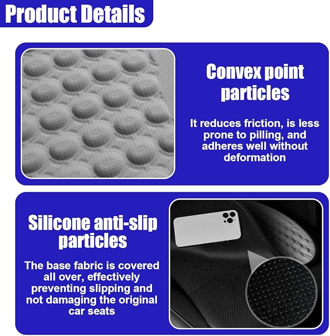 Cooling Gel Car Seat Cushion, Ice Silk Non-Slip Car Front Seat Cushion Pads, Thin Breathable Seats Protector Pad, Universal Auto Interior Seats Cooler Accessories for Long Driving (Grey)