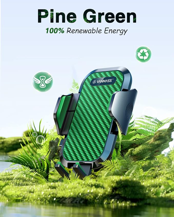 VANMASS Phone Holders for Your Car Ultimate Military-Grade Car Phone Holder Mount【Patent & Safety Certs】 Upgraded Shockproof Truck Air Vent Phone Mount for iPhone 17 Pro Max 16 Samsung Android,Green
