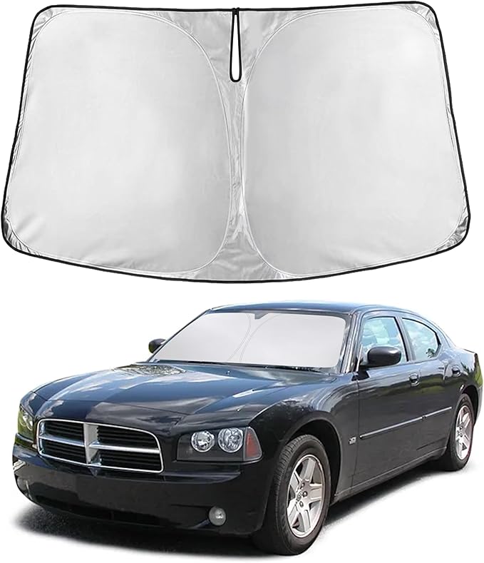 EcoNour Windshield Sunshade Compatible for Dodge Charger 2006-2008 2009 2010, Sun Visor for Front Windshield & Window Sun Shade Cover, UV Heat Blocker & Protector, Car Accessories