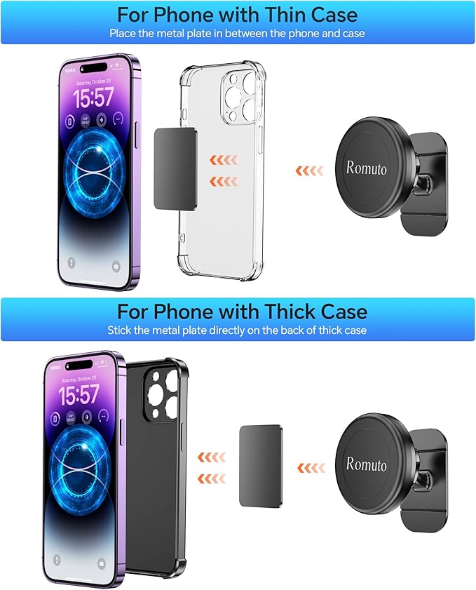 【2-Pack】Magnetic Phone Holder for car, [Strong Magnet] Magnetic Phone Mount for Car [ 4 Plate] iPhone Magnetic car Phone Holder Mount for Cell Phone [360° Rotation] Phone Holders for Your Car Magnetic