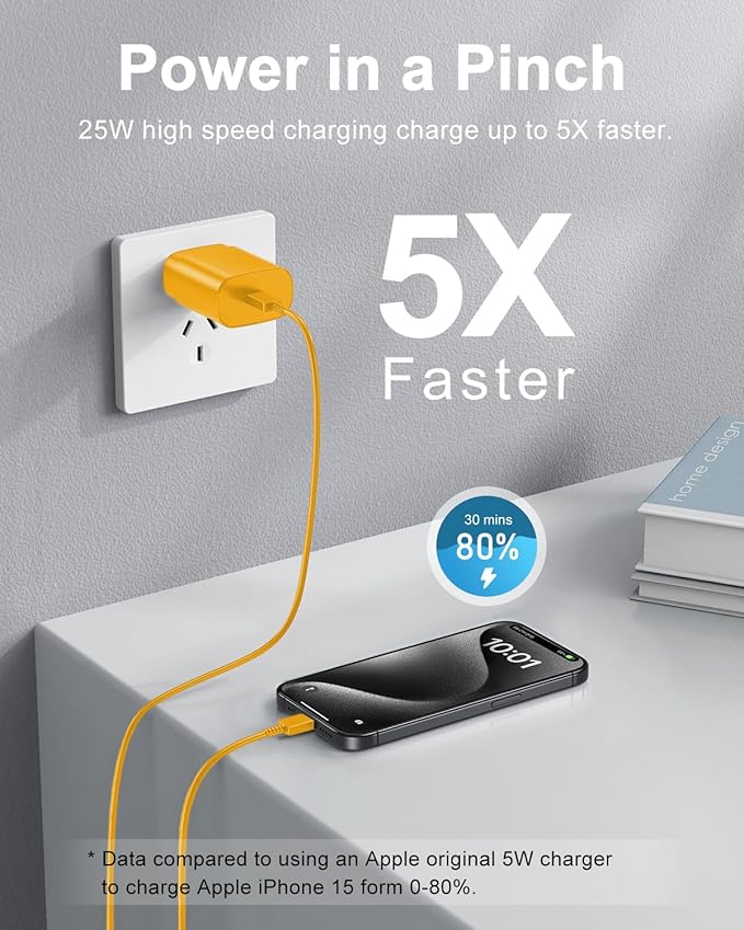 Type C Charger Fast Charging, 2Pack [10FT&6FT] Long USB C Cable with 25W Phone Super Fast Charger Block Compatible with Galaxy S25/S24/Plus/Ultra,iPhone 15/16/17/Air/Plus/Pro Max
