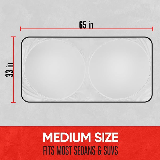 Motor Trend Foldable Car Sun Shade with Storage Bag, Collapsible Sun Visor for Windshield (X-Large, 74 x 37 inches)