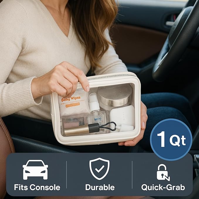 PACKISM Clear Makeup Bag - TSA Approved Toiletry Bag for Carry-on & Checked Luggage, Water Resistant Car Storage Organizer with Reinforced Seams