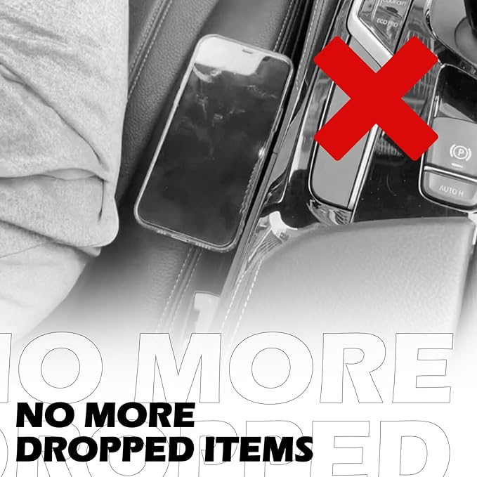 2PCS Car Seat Gap Filler Organizer,Multi-Purpose Car Seat Gap Fillers with Seats Belt Holes & Phone Holder,Universal Console Catcher Between Seats Cars Interior Accessories