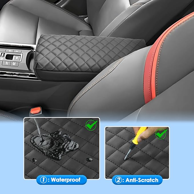 2023 2024 2025 2026 Prius Center Console Cover for Toyota Prius (LE/XLE/Limited/Nightshade Edition), Waterproof&Comfy Leather Cushion Armrest Cover 2026 2025 Prius Accessories (Leather-Padded)