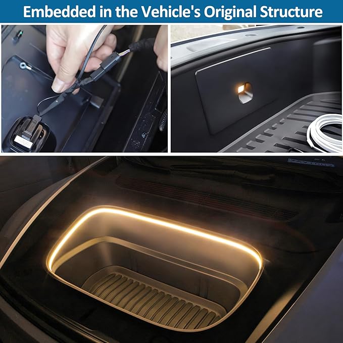 2025 Tesla Model 3 Highland Frunk Light Strip Ambient Lighting Kit LED Interior Lights for Model 3 Highland Accessories 2024-2026 Warm Light