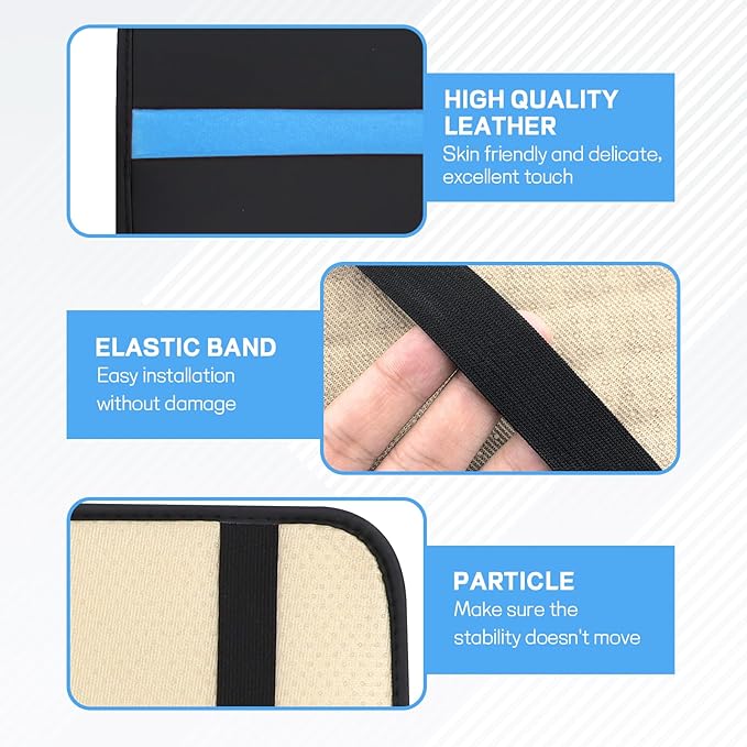 wuyaoyao Car Center Console Cover, 12.6"×7.87" PU Leather Armrest Cover for Cars, Stylish Auto Armrest Cushion Pad, Waterproof Vehicle Arm Rest Protector, Interior Car Accessories (Black+Blue)