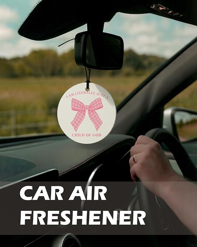 Pink Christian Round Citrus Car Air Freshener 4 Pcs, Pink Coquette Bow Tulip Floral Hanging Air Freshener for Cars Bathroom Dorm Books Decor, Girly Christian Accessories Gifts for Women Girls