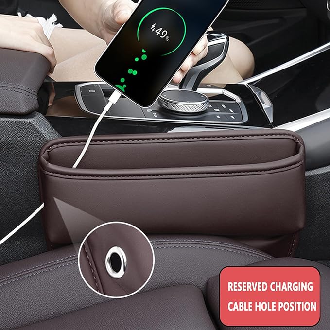 Car Seat Gap Filler 2 Pack Car Gap Filler Seat Organizer Front Seat Leather Car Accessories, Car Essentials for SUV Truck, Adjustable Seat Gap Filler Organizer (Brown，1 Pack)