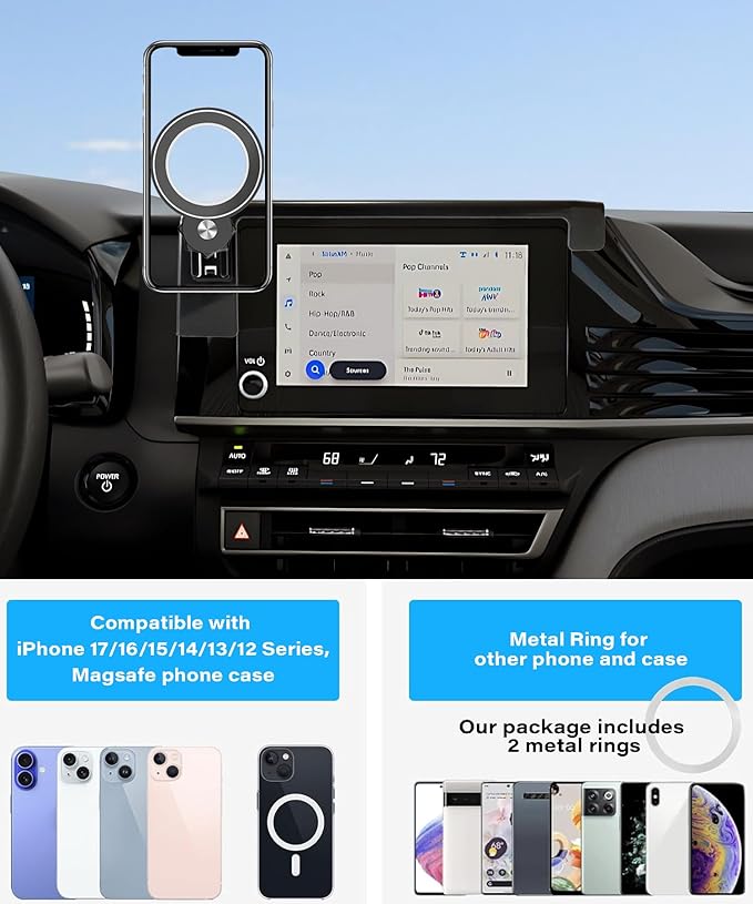 Car Phone Holder for Toyota Camry LE/SE 2025 2026 Accessories Apply to 8 Inch Touch Screen Fixed Clip MagSafe Cell Phone Mount Hands-Free 360° Rotation