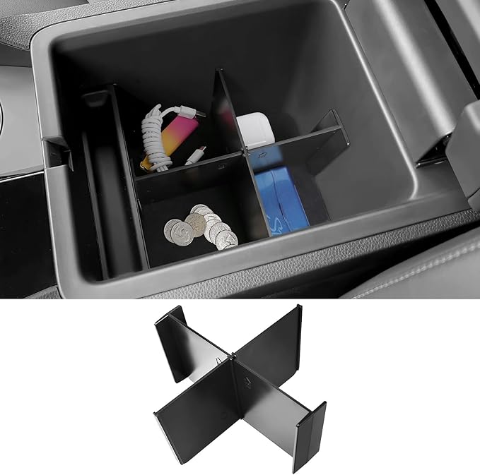 YOJOJOCO Center Console Dividers Organizer Compatible with Honda 2023-2025 2026 Pilot ＆ 2024-2026 Ridgeline ＆ 2024-2026 Passport Accessories Black ABS Plastic Material Secondary Compartment Organizer
