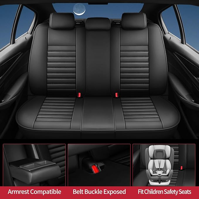 Fit Tucson Car Seat Covers for Hyundai Tucson 2010-2024 2025 2026 - Upgraded Premium Waterproof & Breathable Leather, Airbag Compatible, All-Weather Seat Cushion Protector (Full Set, Black)
