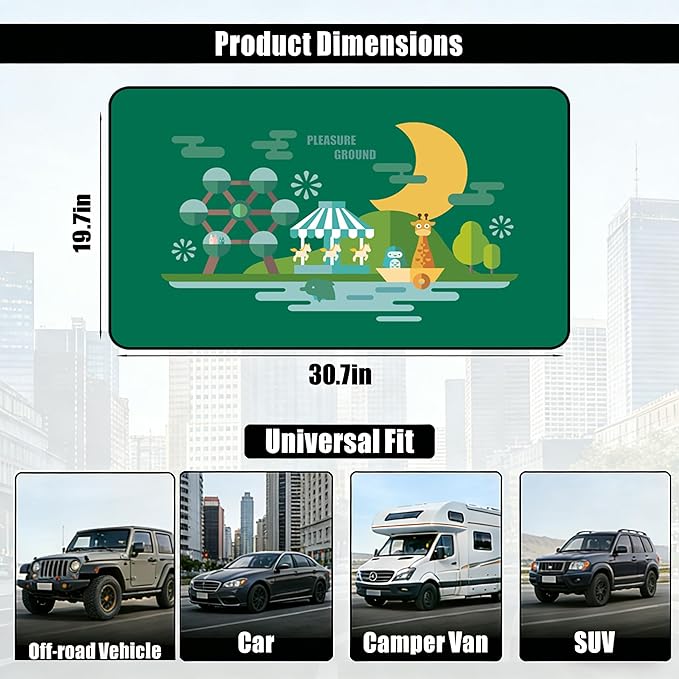 Magnetic Car Window Shade for Baby,Blackout Car Window Curtain,Car Shades for Side Windows,Sun Shade for Car Window baby,Cartoon Pattern Car Window Covers,UV Protection &Heat Blocking (Amusement park)