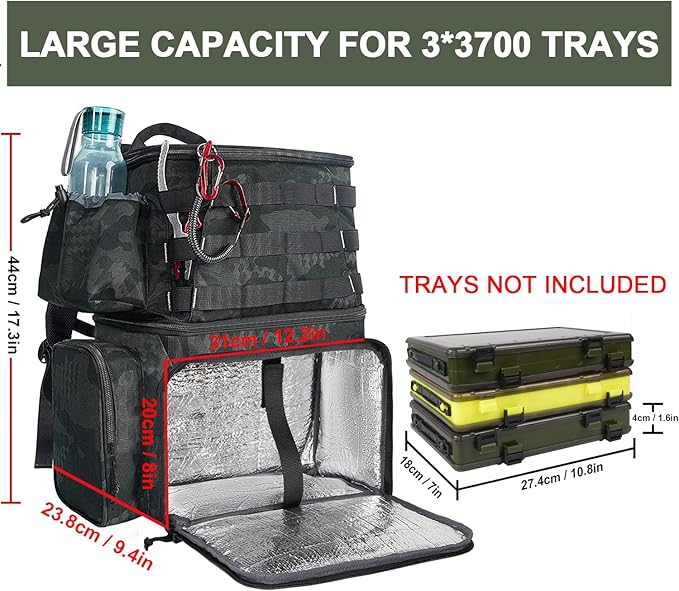 MATEIN Fishing Backpack, Water Resistant Tackle Storage Bag with Rod Holders & Cooler, Fishing Gifts for Men